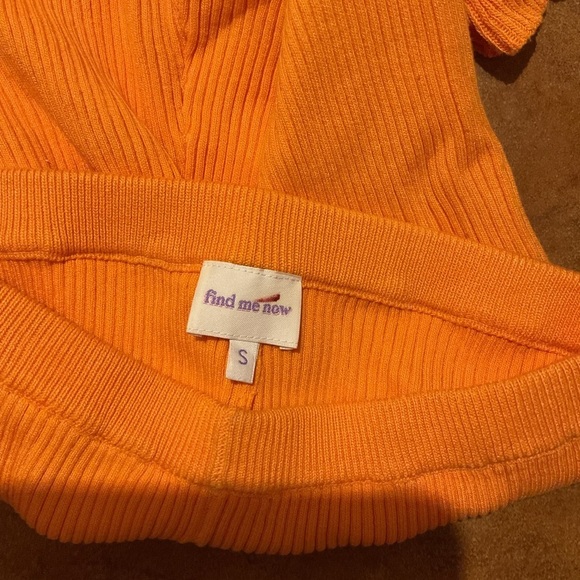 Find Me Now Anthropologie Rib Knit Ruffle High Rise Orange Shorts A1 - Picture 3 of 3